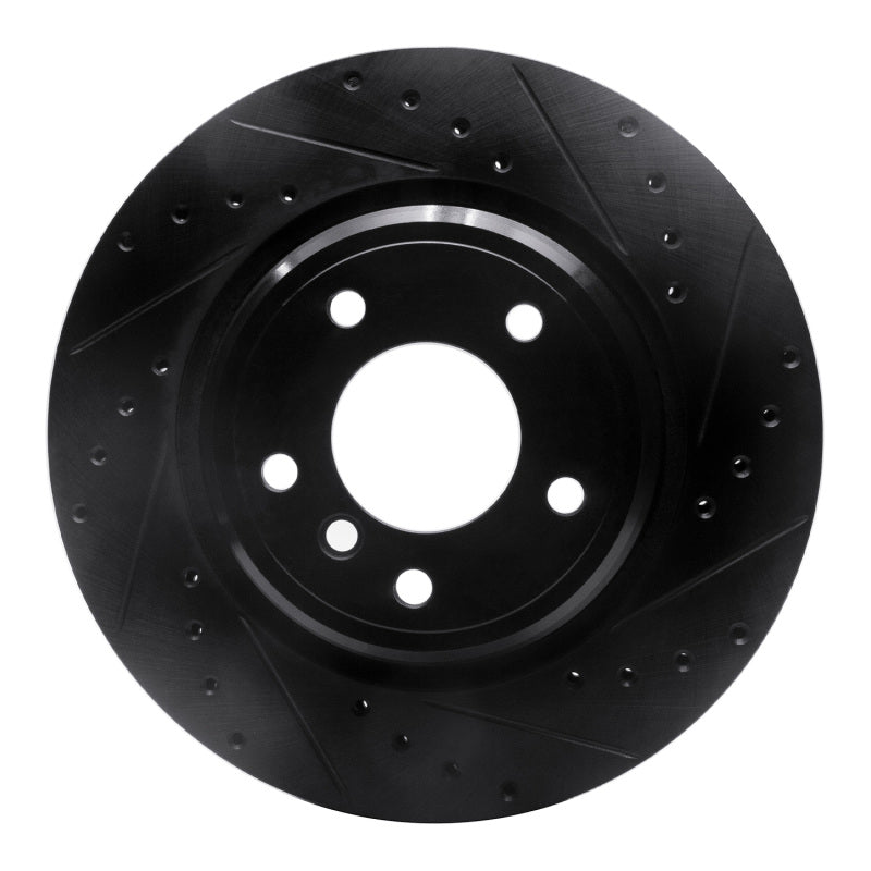 R1 95-03 BMW 750IL Rear Right Drilled & Slotted Black Brake Rotor
