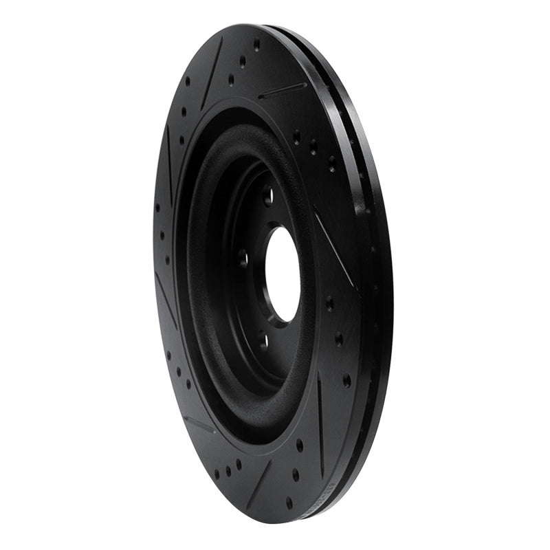 R1 06-15 Jaguar Super V8 Rear Right Drilled & Slotted Black Brake Rotor