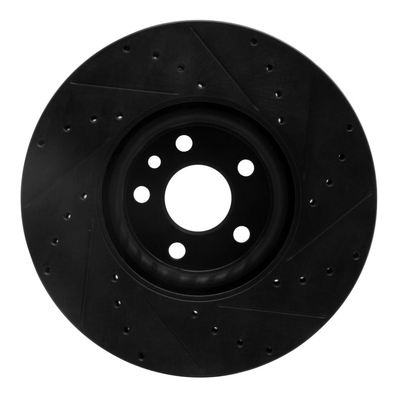 R1 16-17 Volvo XC60 Front Left Drilled & Slotted Black Brake Rotor