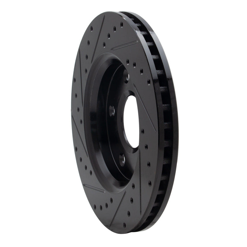 R1 08-16 Chrysler Town & Country Front Right Drilled & Slotted Black Brake Rotor