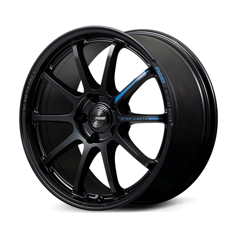 Gram Lights 57NR LIMITED II 18x7.5 +45 5-100 Semigloss Black Wheel w/ Black Cap/Stickers/Air Valve
