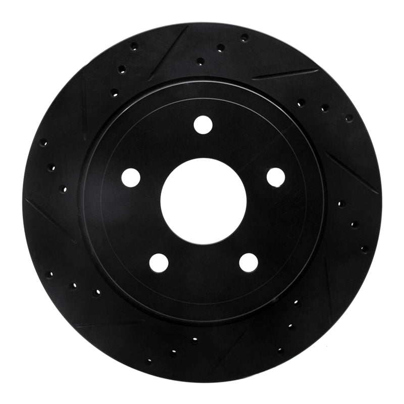 R1 04-06 Dodge Ram 1500 Pickup Rear Left Drilled & Slotted Black Brake Rotor