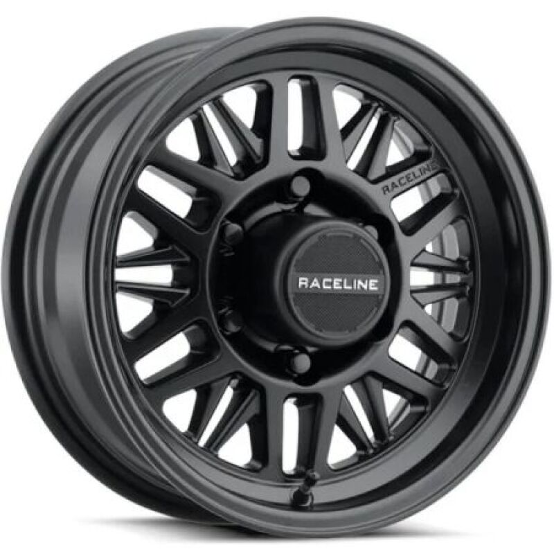 Raceline 451B Ryno TR Trailer 14x6in / 5X4.5 BP / 0mm Offset / 3.19mm Bore - Satin Black