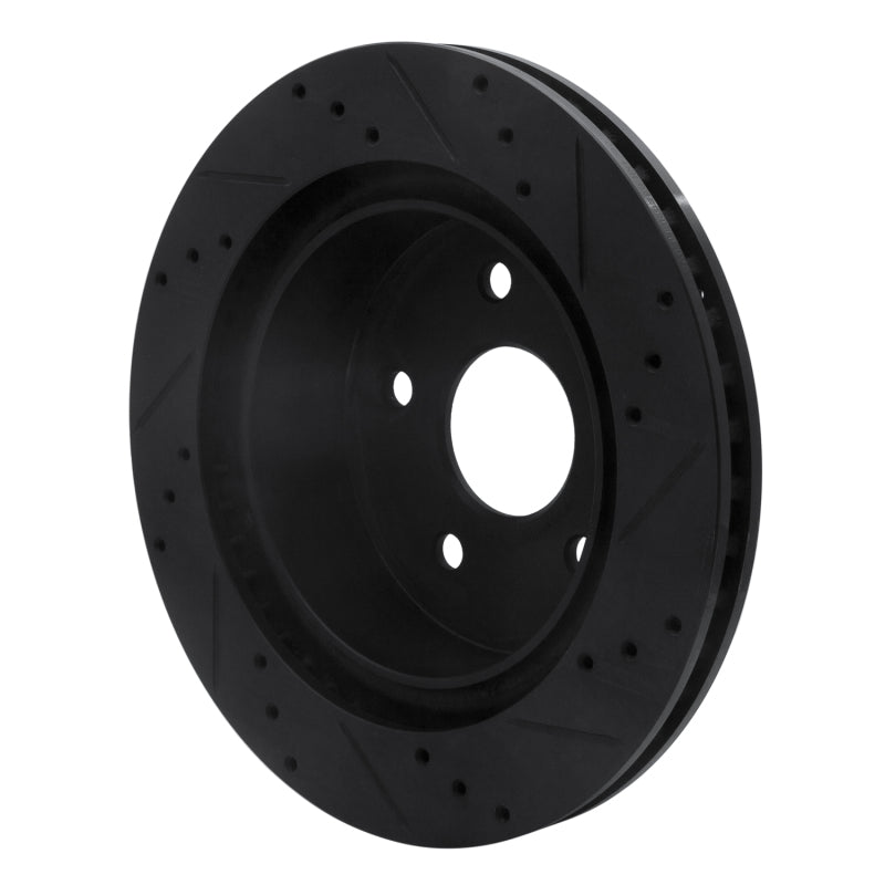 R1 04-06 Dodge Ram 1500 Pickup Rear Left Drilled & Slotted Black Brake Rotor