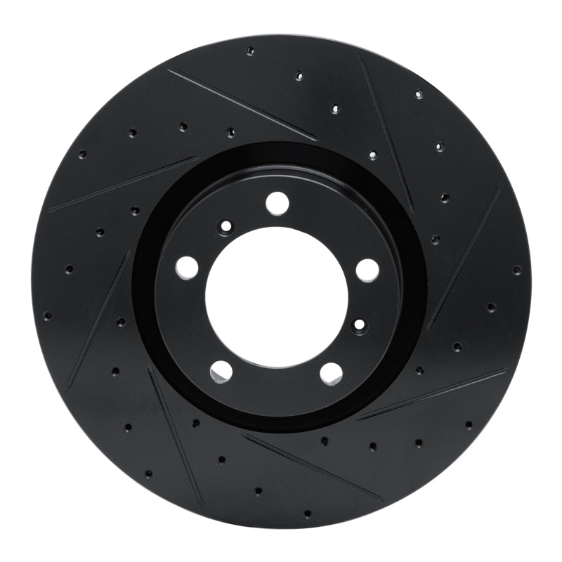 R1 10-24 Audi RS e-Tron GT Right Front Drilled & Slotted Black Brake Rotor