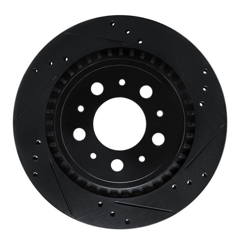 R1 00-00 Volvo V70 Rear Right Drilled & Slotted Black Brake Rotor