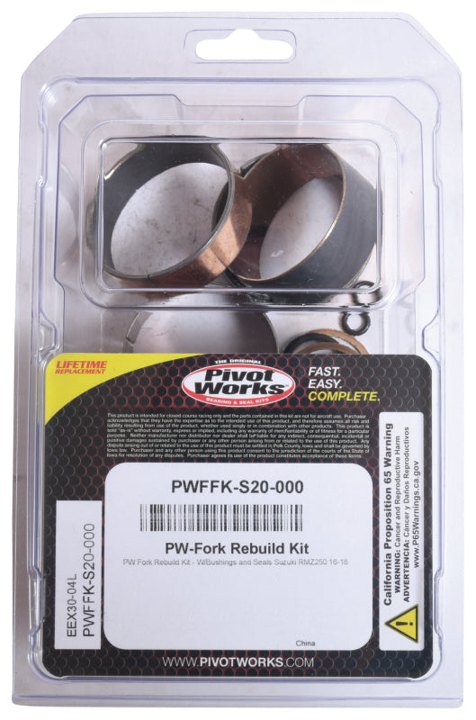 Pivot Works 16-18 Suzuki RMZ250 Fork Rebuild Kit - W/Bushings & Seals