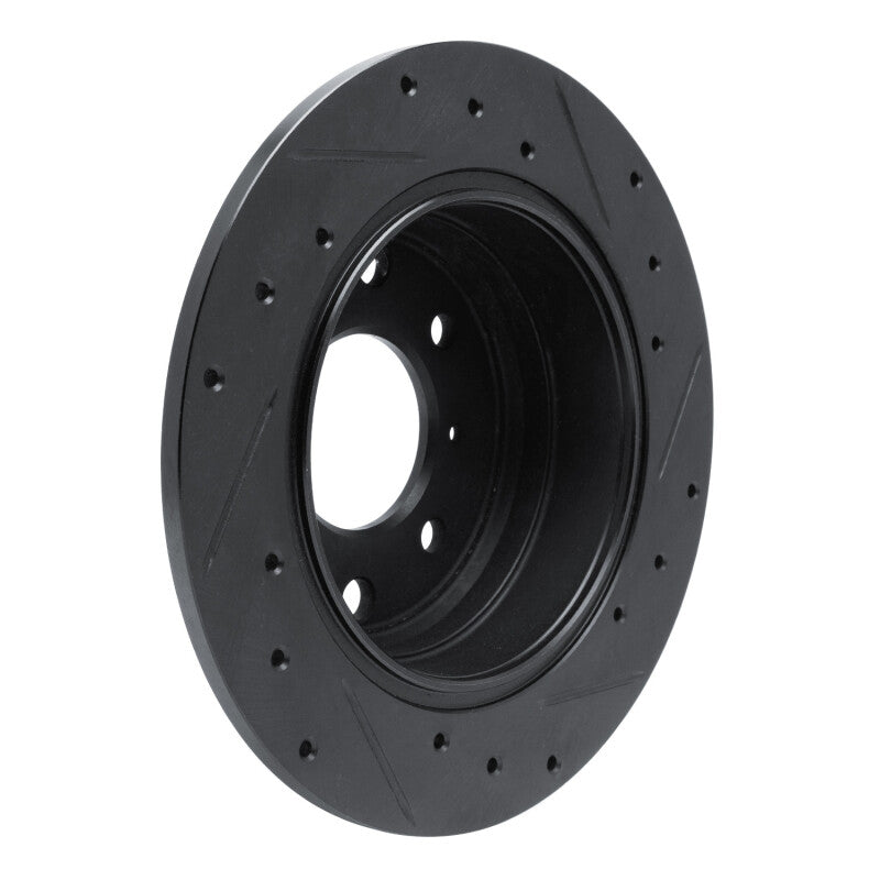 R1 64-94 Alfa Romeo Giulia Rear Left Drilled & Slotted Black Brake Rotor