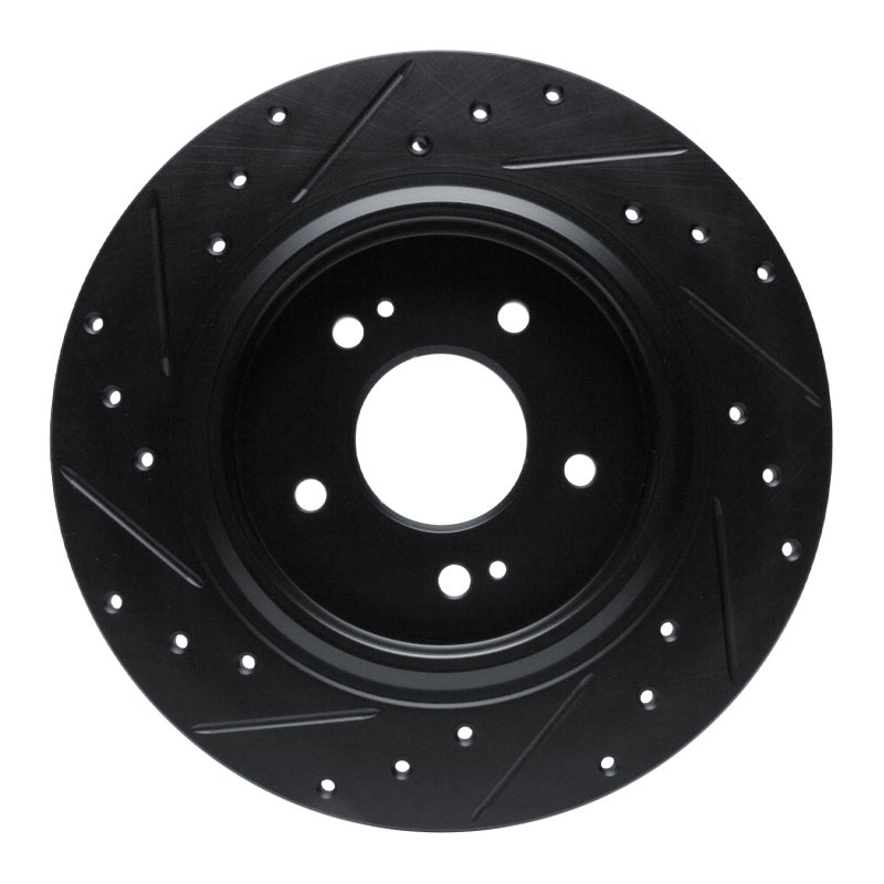 R1 -25 Hyundai Santa Fe Rear Right Drilled & Slotted Black Brake Rotor
