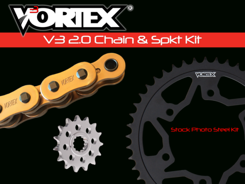 Vortex Racing V3 2.0 Chain and Sprocket Kit 2912-17,193S-45,G525RX3-128- Gold