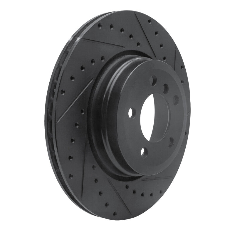 R1 05-08 BMW 760I Rear Right Drilled & Slotted Black Brake Rotor