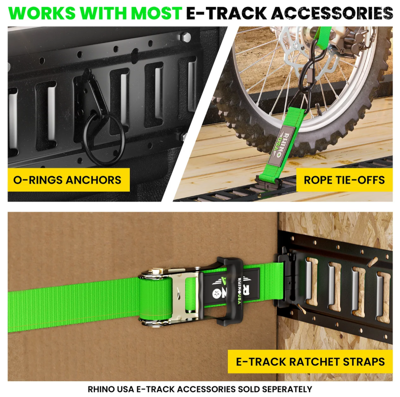 5Ft E-Track Tie-Down Rails, Silver (4 Pack)