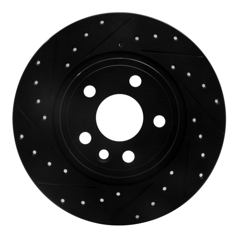 R1 15-20 Jaguar E-Pace Rear Left Drilled & Slotted Black Brake Rotor
