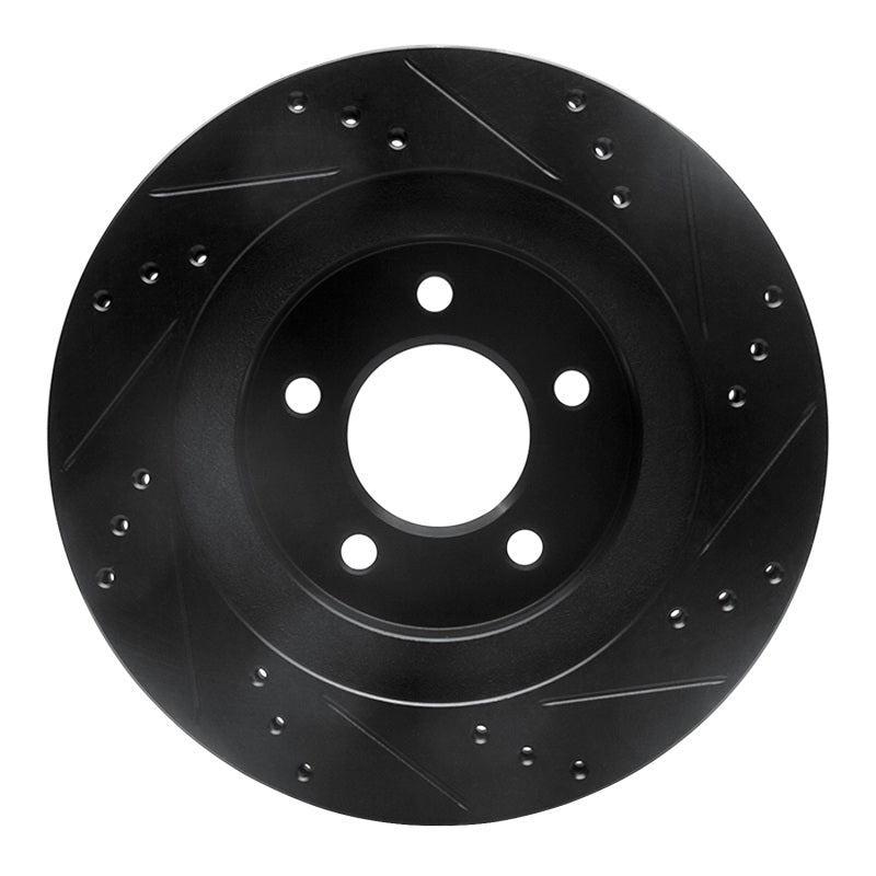 R1 98-04 Chrysler 300M Front Left Drilled & Slotted Black Brake Rotor
