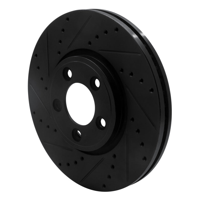 R1 06-08 Jaguar S-Type Front Left Drilled & Slotted Black Brake Rotor