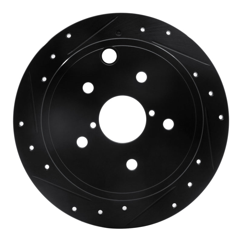 R1 15-21 Subaru WRX Rear Left Drilled & Slotted Black Brake Rotor