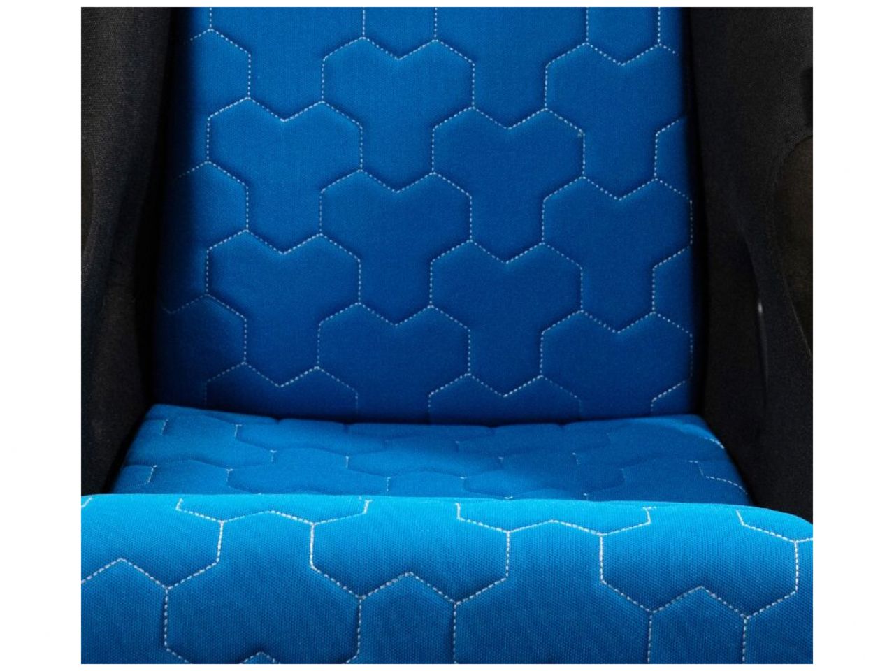 NRG FRP Bucket Seat Cushion/ White Stitching Hex Geometric 3pc Seat Cushion - Blue
