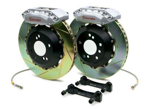 Brembo 96-00 Honda Civic EX Coupe/Sedan Front Slotted GT BBK 4 Piston 2pc 328x28 Rotors - Silver
