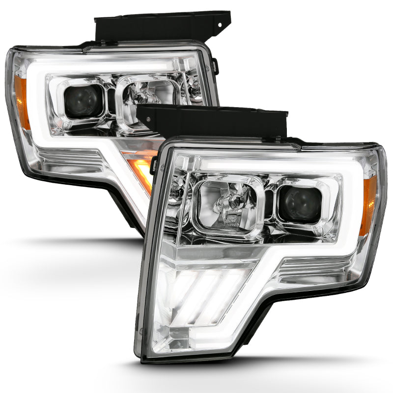 ANZO 2009-2013 Ford F-150 Projector Light Bar G4 Switchback Headlights Chrome Amber