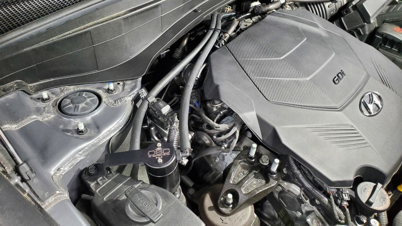 J&L 20-25 Hyundai Palisade / Kia Telluride 3.8L Oil Separator 3.0 Passenger Side - Black Anodize