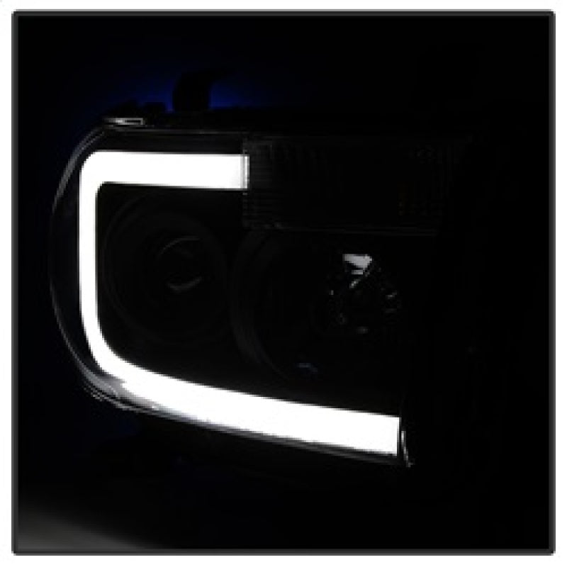 xTune Toyota Tundra 07-13 LED Light Bar Projector Headlights Black Smoked PRO-JH-TTU07-LED-BSM