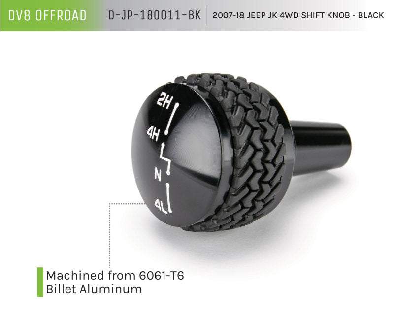 DV8 Offroad 2007-2018 Jeep JK 4WD Shift Knob Black Finish