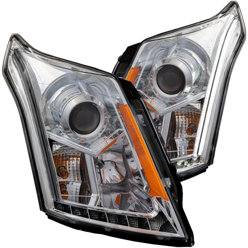 ANZO 2010-2015 Cadillac SRX Projector Headlights w/ Plank Style Design Chrome
