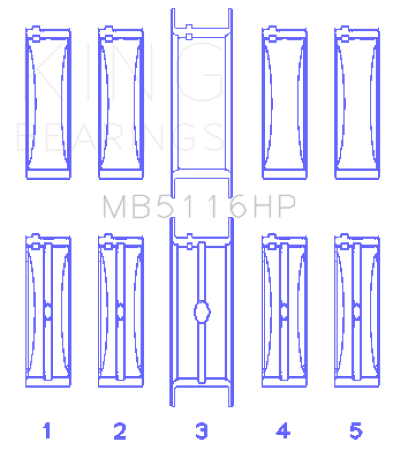 King Engine Bearings Chrysler 426CI/440CI V8 OHV (STDX Size) Crankshaft Main Bearing Set