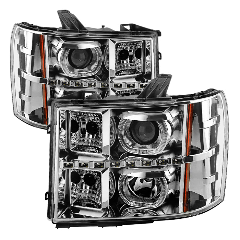 xTune GMC Sierra 1500/2500/3500 07-13 Projector Headlights LED Halo- Chrome PRO-JH-GSIE07-CFB-C