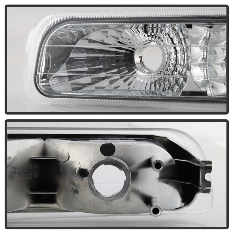 xTune Chevy Tahoe 00-06 Amber Crystal Headlights w/ Bumper Lights Chrome HD-JH-CSIL99-SET-AM-C