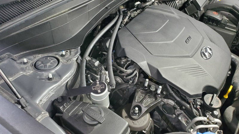 J&L 20-25 Hyundai Palisade / Kia Telluride 3.8L Oil Separator 3.0 Passenger Side - Clear Anodize