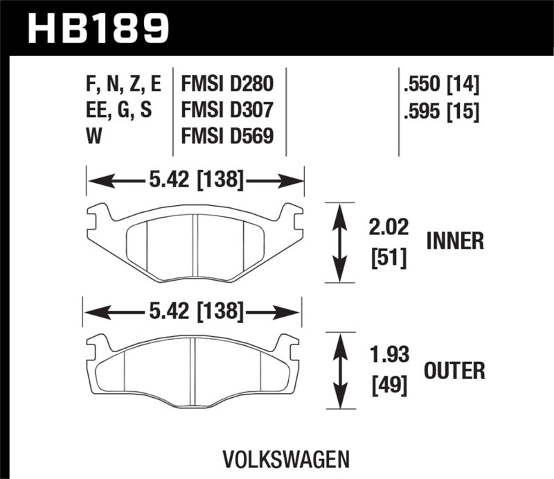 Hawk 79-84 Volkswagen Rabbit / 85-90 Volkswagen Cabriolet DTC-60 Race Front Brake Pads
