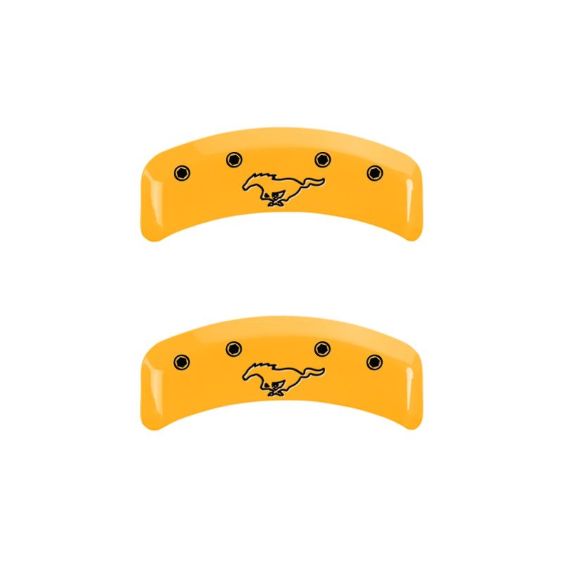 MGP 4 Caliper Covers Engraved Front Mustang Rear Pony Yellow Finish Black Char 2004 Ford Mustang