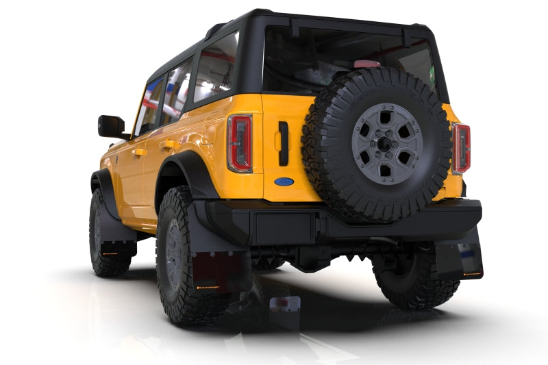 Rally Armor 21-25 Ford Bronco (Steel Bmpr - NO Rptr/Sprt - NO RR/RB) Blk Mud Flap w/Met. Blk Logo