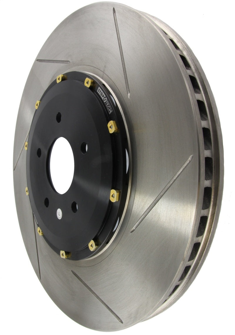 StopTech 00-09 Honda S2000 Front Left Zinc Coated Slotted 2pc AeroRotor w/ Black Hat