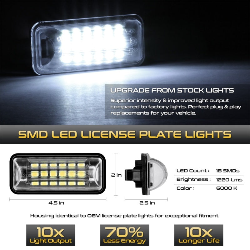 xTune 13-18 Subaru BRZ T10 Connector LED License Plate Bulb Assembly White 5500K LAC-LP-SWRX08 -Pair