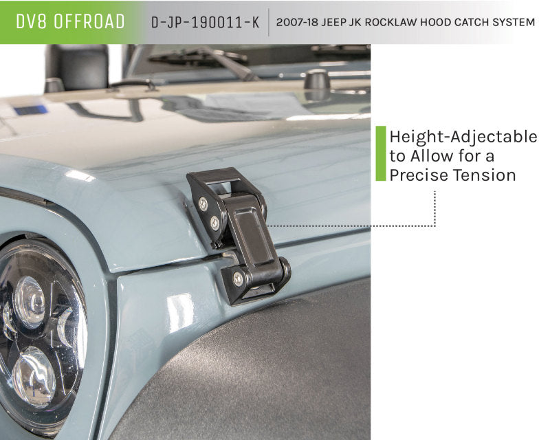 DV8 Offroad 2007-2018 Jeep Rocklaw Hood Catch System