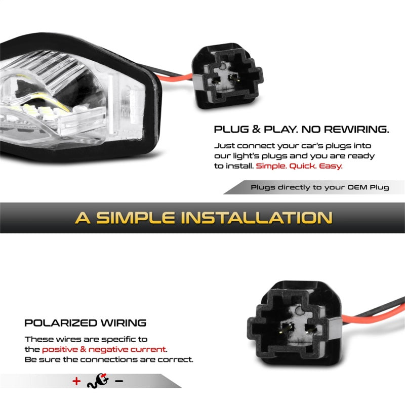 xTune 09-18 Honda Fit LED License Plate Bulb Assembly White 5500K LAC-LP-HODY08 - Pair