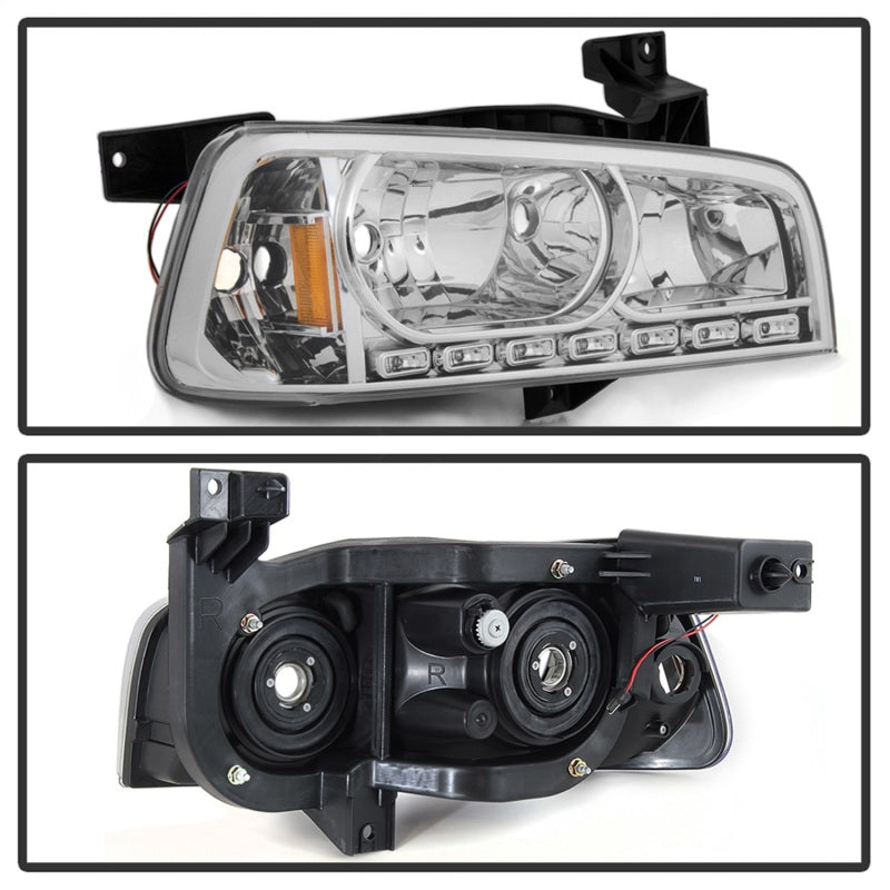 xTune Dodge Charger 06-10 1Pc LED Crystal Headlights Chrome HD-ON-DCH05-1PC-LED-C