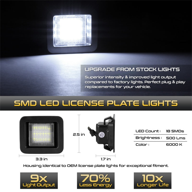 xTune 05-18 Ford F150 T10 Connector LED License Plate Bulb Assembly White 5500K LAC-LP-FF15015 -Pair